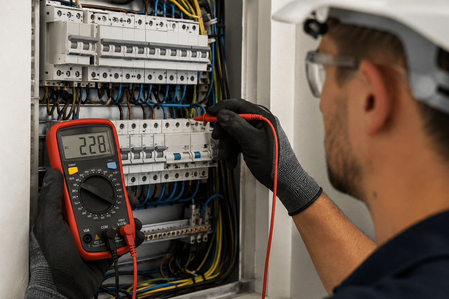 Electricista preparando un presupuesto de avería eléctrica